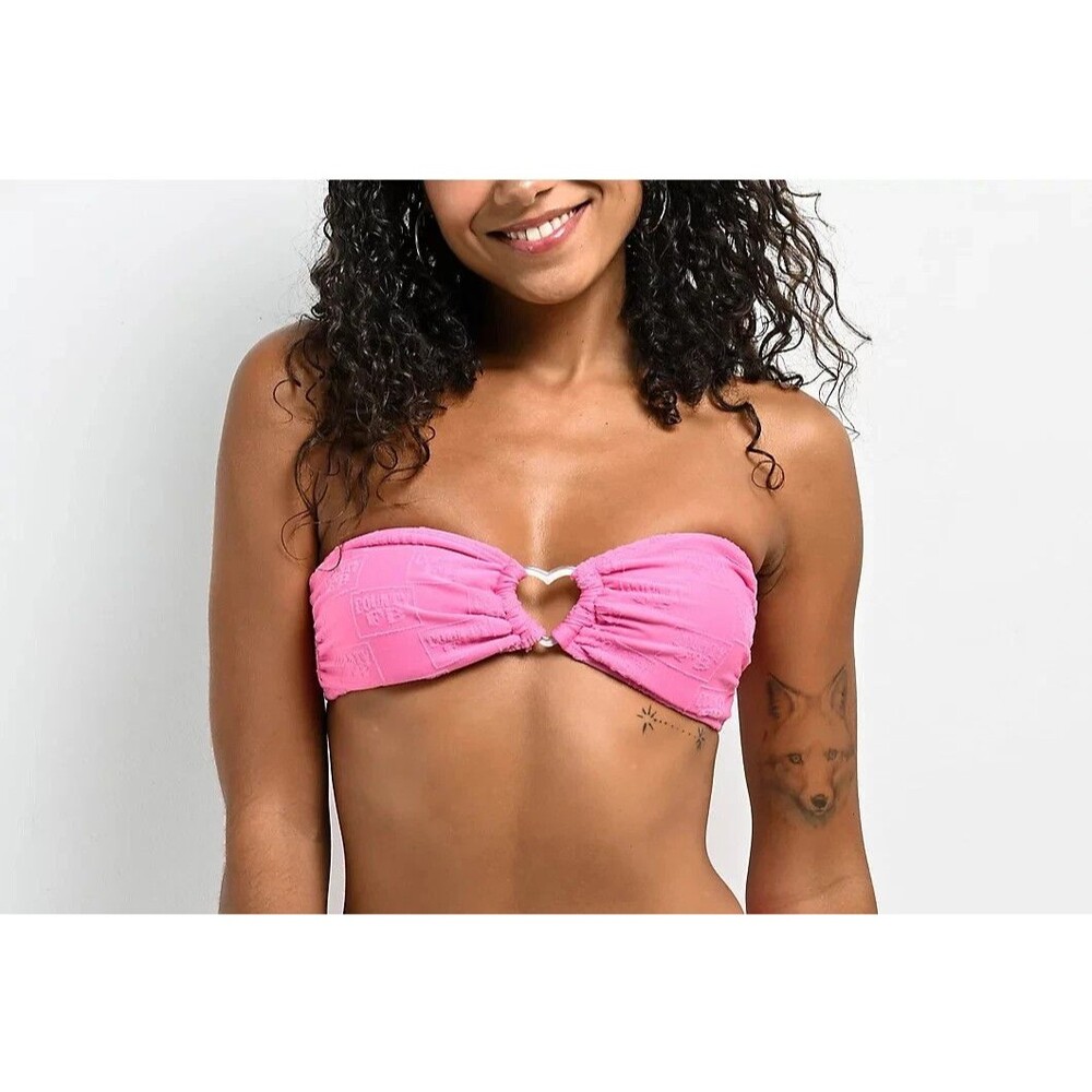 FB County Bikini top Strapless Pink Heart swimsuit top Size Large NWT BB